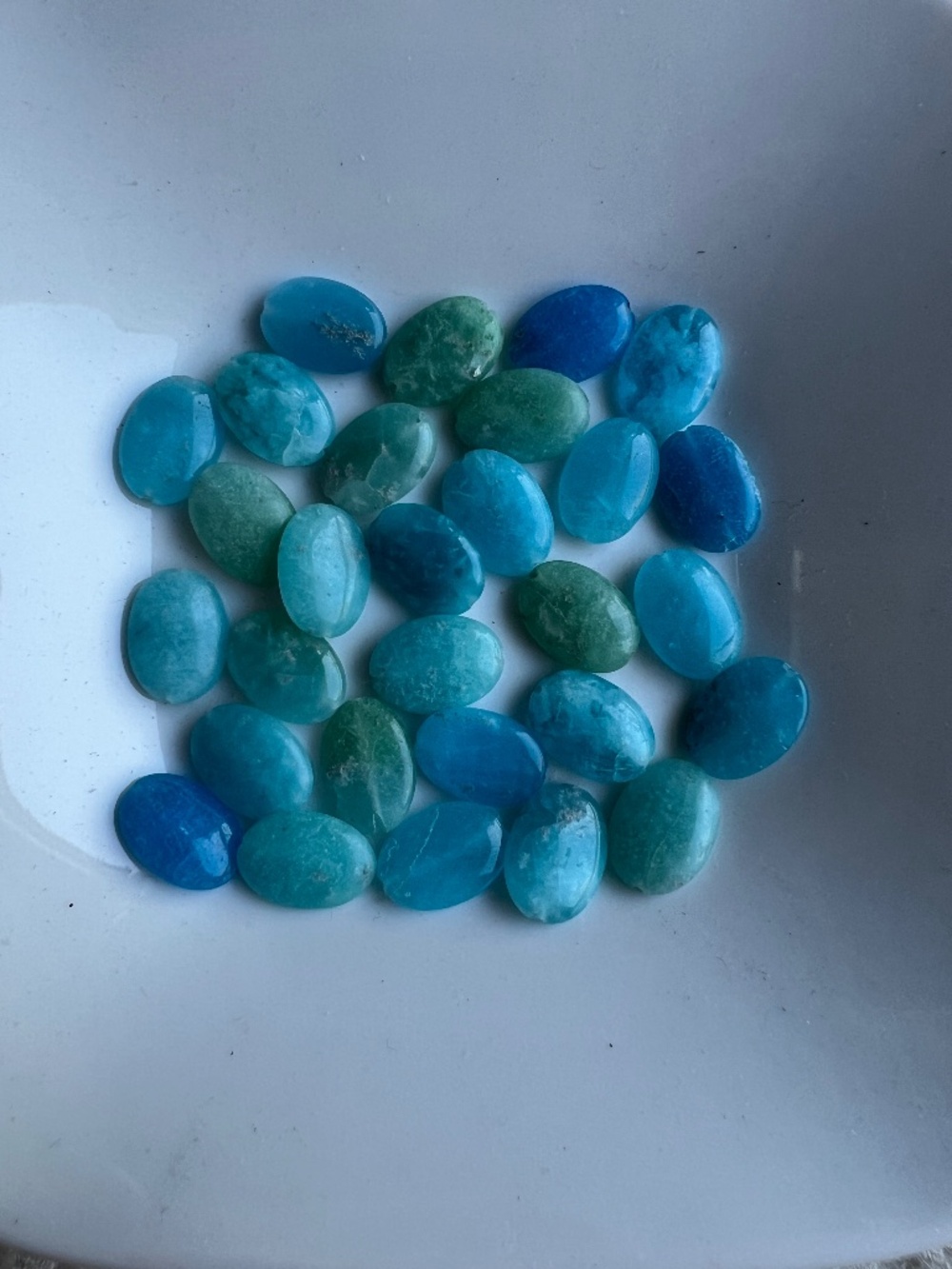 Blue Quartz Oval Beads for Jewelry Making - 29 Beads